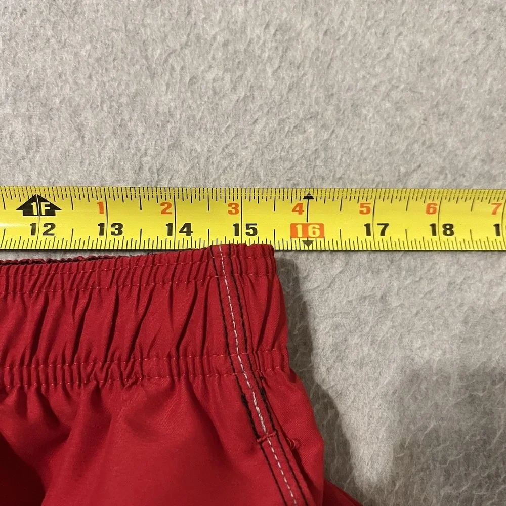 Nike Shorts Men's Large Red Swim Trunks Drawstring Pockets Swoosh Lined Cargo